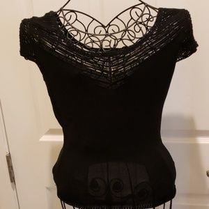 Sigrid Olsen Sz XS Black Rayon/Nylon Knitted top